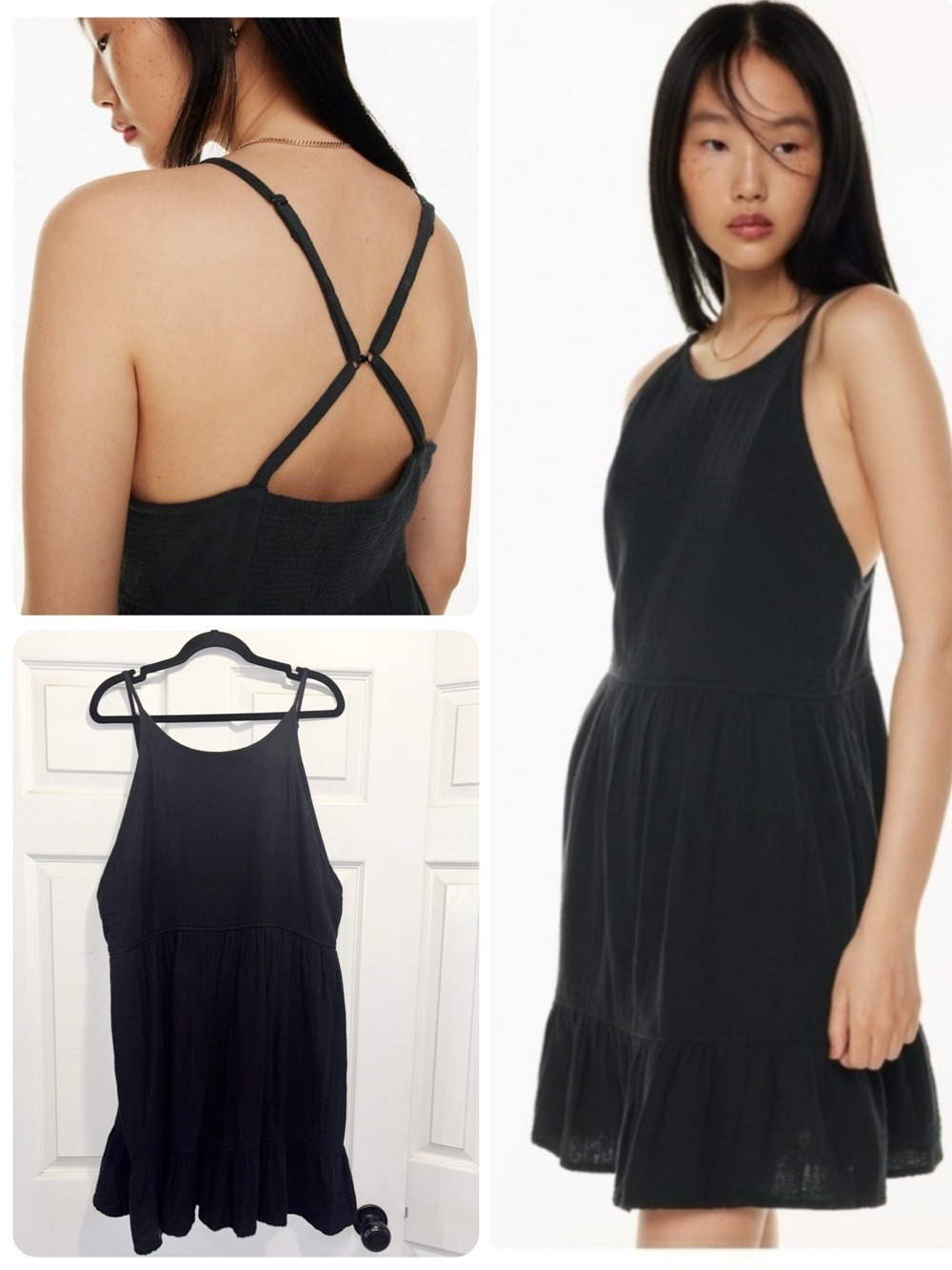 Aritzia Sunday Best Veruca Dress Black Swing Sleeveless organic Cotton Size XL